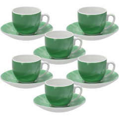 Набор чашек кофейных с блюдцами Sfera Colorplay Verde 120 мл, 12 предметов