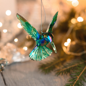 Елочная игрушка "Колибри зеленый" 11 см