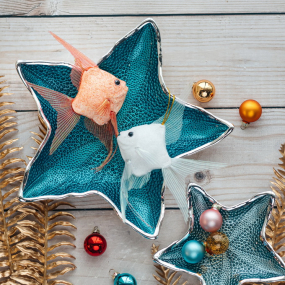 Игрушка на елку "Скалярия" 18 см, розовая