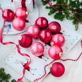 Набор шаров для елки Fairy Tales 8 см, 12 шт, цвет розовый