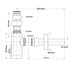 Сифон для раковины CA32MINI-CB, 1,1/4x32 мм, хром