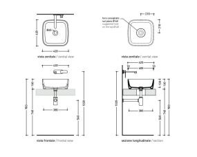Раковина накладная Flaminia Play 42х42 PY42AUV, Uva