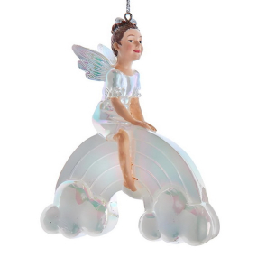 Новогодняя игрушка "Белая фея на радуге" 10,2 см