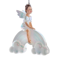Новогодняя игрушка "Белая фея на радуге" 10,2 см