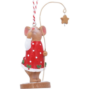 Елочная игрушка "Мышонок Holly со звездой" 10 см