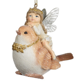 Игрушка на елку "Фея на воробье" 9,5 см