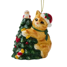 Елочная игрушка Spode Christmas Tree Ornaments "Кот и елка" 8 см