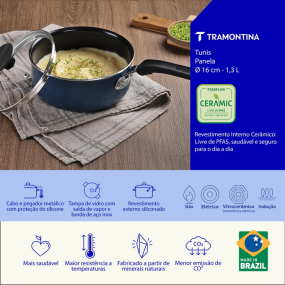 Ковш Tramontina Tunis 16 см, с крышкой, синий