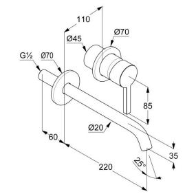 Внешняя часть Kludi Nova Fonte Pura 20245N515 смесителя для раковины, брашированный никель