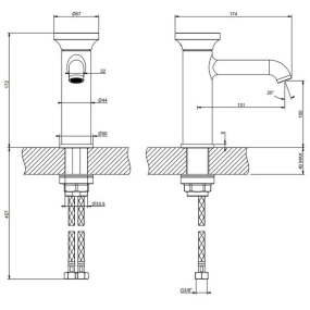 Смеситель для раковины Gessi Origini 66002.727, латунь матовая PVD