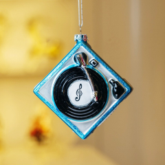 Елочная игрушка "Проигрыватель" 10,4 см, синяя