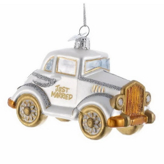 Новогодняя игрушка "Машина для молодоженов" 10,4 см