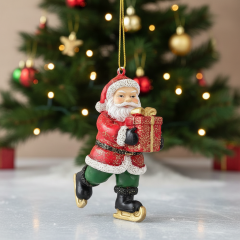 Елочная игрушка "Санта на коньках" 7 см, в ассортименте