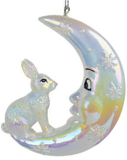 Елочная игрушка "Месяц и кролик" 9,2 см