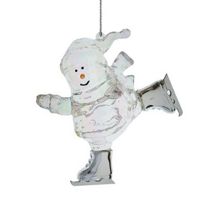 Елочная игрушка "Снеговик на коньках" 9 см