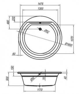 Ванна Kolpa-San Vivo, 160х160, с сифоном, белая