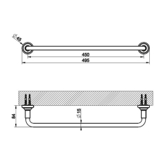 Полотенцедержатель Gessi Venti20 65500.727, 45 см, латунь брашированная PVD