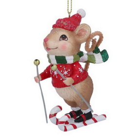 Игрушка на елку "Мышонок на лыжах" 11 см