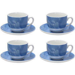 Набор чашек для капучино с блюдцами Sfera Colorplay Blue 250 мл, 8 предметов