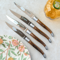 Набор ножей для стейка Laguiole en Aubrac, 4 шт, ручка - дубовая бочка