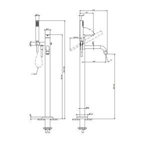 Смеситель для ванны Gessi Via Tortona 24943.149, напольный, никель матовый