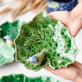 Блюдо "Лист с синий птицей" Cineraria 19 см