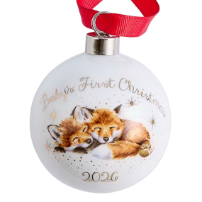 Елочный шар Wrendale Designs Christmas "Baby's First Xmas 2026" 7 см