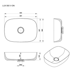 Раковина Kolpa-San Lux 500 ON, 50х36, из Kerrok, с клапаном, белая