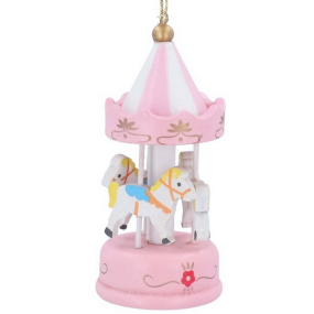 Елочная игрушка "Карусель" 9 см, розовая