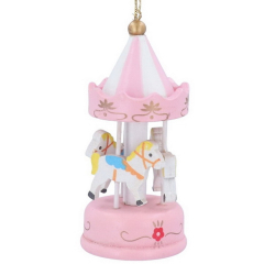 Елочная игрушка "Карусель" 9 см, розовая