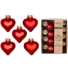 Набор елочных игрушек "Сердца" 4 см, 8 шт, цвет красный