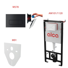 Комплект инсталляции Alca AM101/1120 + Кнопка Thin M578, черная, 4в1