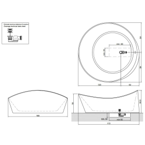 Ванна Antonio Lupi Dune 172х168, из материала Cristalplant, матовая, белая