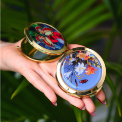 Зеркало карманное стеклянное в рамке "Летние цветы" 7,5 см