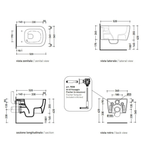 Унитаз подвесной Flaminia Play 52х36, с сиденьем, Cenere