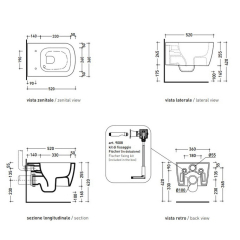 Унитаз подвесной Flaminia Play 52х36, с сиденьем, Cenere