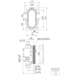 Внутренняя часть Steinberg Steinbox 010.2110.3 смесителя для ванны/душа