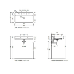 Раковина Flaminia Miniwash 75х42, с донным клапаном, Argilla