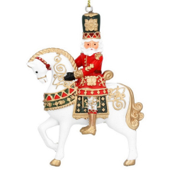 Елочная игрушка "Щелкунчик на коне" 9 см, цвет красный