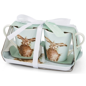 Набор кружек "Зайцы" 180 мл на подносе, 3 предмета