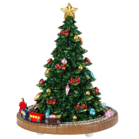 Шкатулка музыкальная "Елка и железная дорога" 18 см