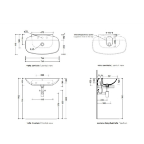 Раковина настенная Flaminia Nuda 76х45 ND75PRLAT, латте