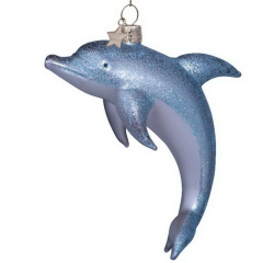 Елочная игрушка "Дельфин" 12 см, цвет синий