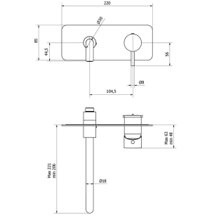 Внешняя часть iB Rubinetti MilanoTorino EMT206CC смесителя для раковины, хром