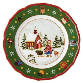 Тарелка салатная Happy Wintertime 22 см, зеленая