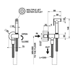 Гигиенический душ Gessi Venti20 45126.708, брашированная медь PVD