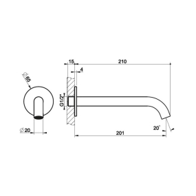 Излив настенный Gessi 316  54110.707 с удаленным управлением, брашированный черный PVD