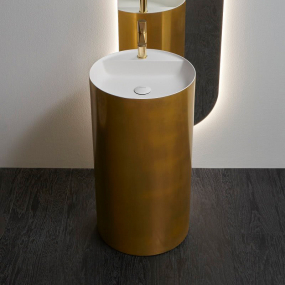 Раковина Antonio Lupi Simplo, 45х45, из Flumood, отдельностоящая, Liquid Metal