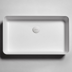 Раковина Antonio Lupi Velo, 63х38, из Flumood, с клапаном, белый матовый