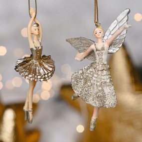 Игрушка на елку "Фея в узорчатой юбке" 13 см, в ассортименте